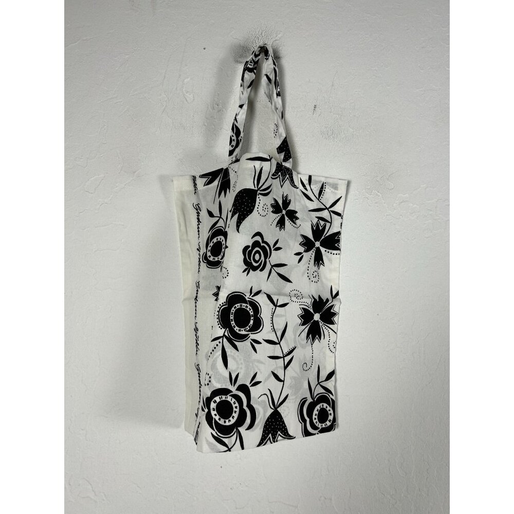 Gudrun Sjoden White Black Floral Print Tote Shopping Bag Casual